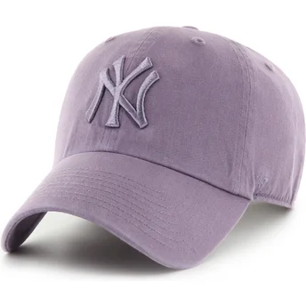 Boné curvo violeta ajustável com logo violeta Clean Up Iris da New York Yankees MLB da 47 Brand