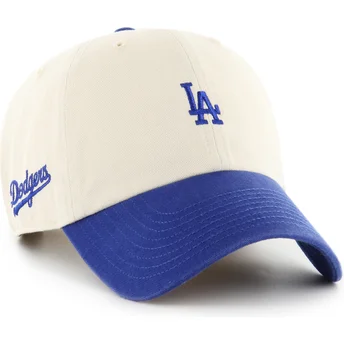 Boné curvo bege e azul ajustável Clean Up Base Runner Sure Shot Two Tone da Los Angeles Dodgers MLB da 47 Brand