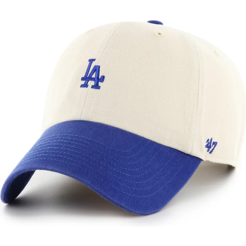bone-curvo-bege-e-azul-ajustavel-clean-up-base-runner-sure-shot-two-tone-da-los-angeles-dodgers-mlb-da-47-brand