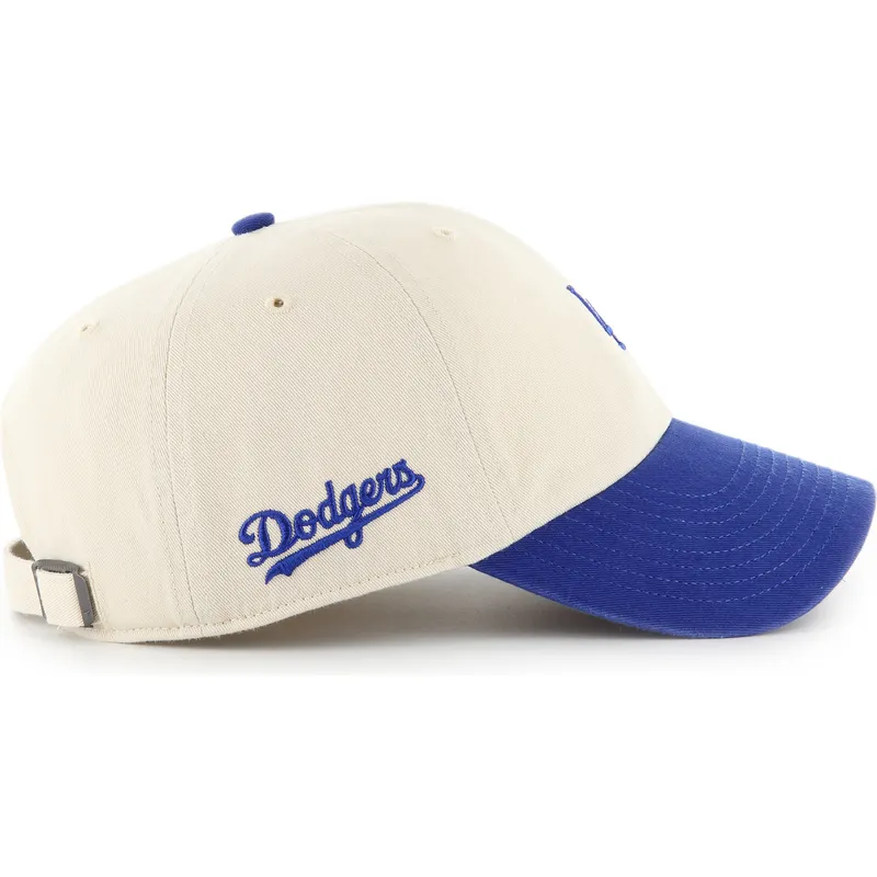 bone-curvo-bege-e-azul-ajustavel-clean-up-base-runner-sure-shot-two-tone-da-los-angeles-dodgers-mlb-da-47-brand