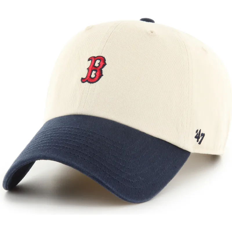 bone-curvo-bege-e-azul-marinho-ajustavel-clean-up-base-runner-sure-shot-two-tone-da-boston-red-sox-mlb-da-47-brand