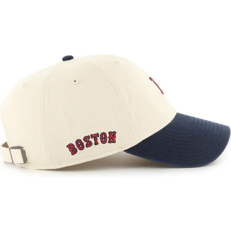 bone-curvo-bege-e-azul-marinho-ajustavel-clean-up-base-runner-sure-shot-two-tone-da-boston-red-sox-mlb-da-47-brand