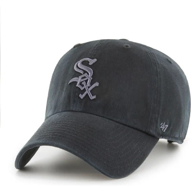 bone-curvo-preto-ajustavel-com-logo-cinza-clean-up-da-chicago-white-sox-mlb-da-47-brand