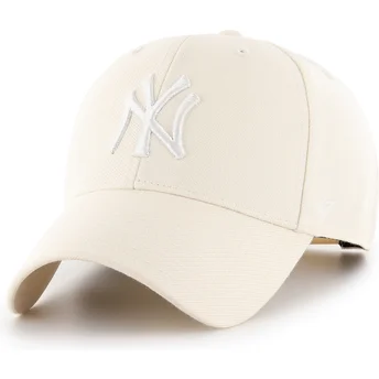 Boné curvo bege snapback MVP Natural da New York Yankees MLB da 47 Brand
