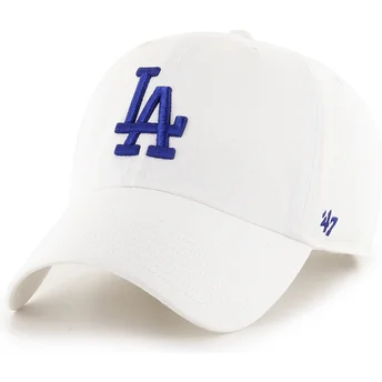 Boné curvo branco ajustável com logo azul Clean Up da Los Angeles Dodgers MLB da 47 Brand