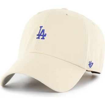 Boné curvo bege ajustável com logo azul Clean Up Base Runner da Los Angeles Dodgers MLB da 47 Brand