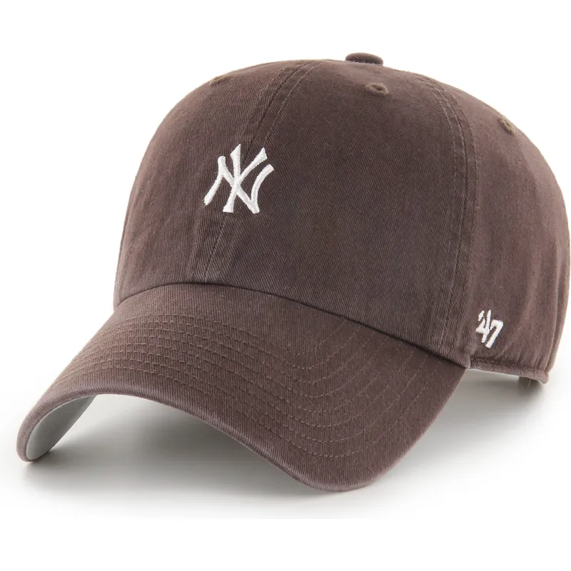 bone-curvo-castanho-ajustavel-clean-up-base-runner-mini-logo-da-new-york-yankees-mlb-da-47-brand