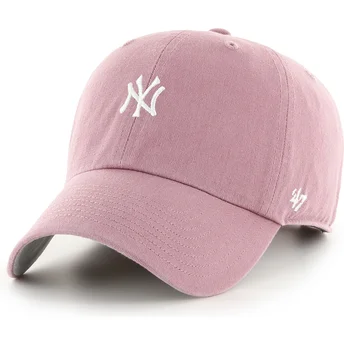 Boné curvo rosa ajustável Clean Up Base Runner Mini Logo da New York Yankees MLB da 47 Brand