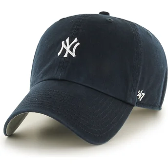 Boné curvo azul marinho ajustável Clean Up Base Runner Mini Logo da New York Yankees MLB da 47 Brand