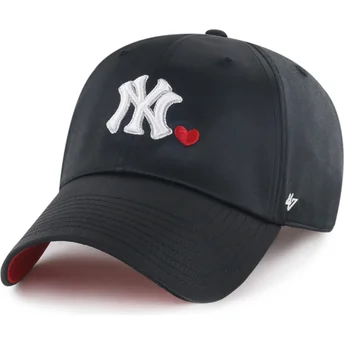 Boné curvo preto ajustável Clean Up With Love da New York Yankees MLB da 47 Brand