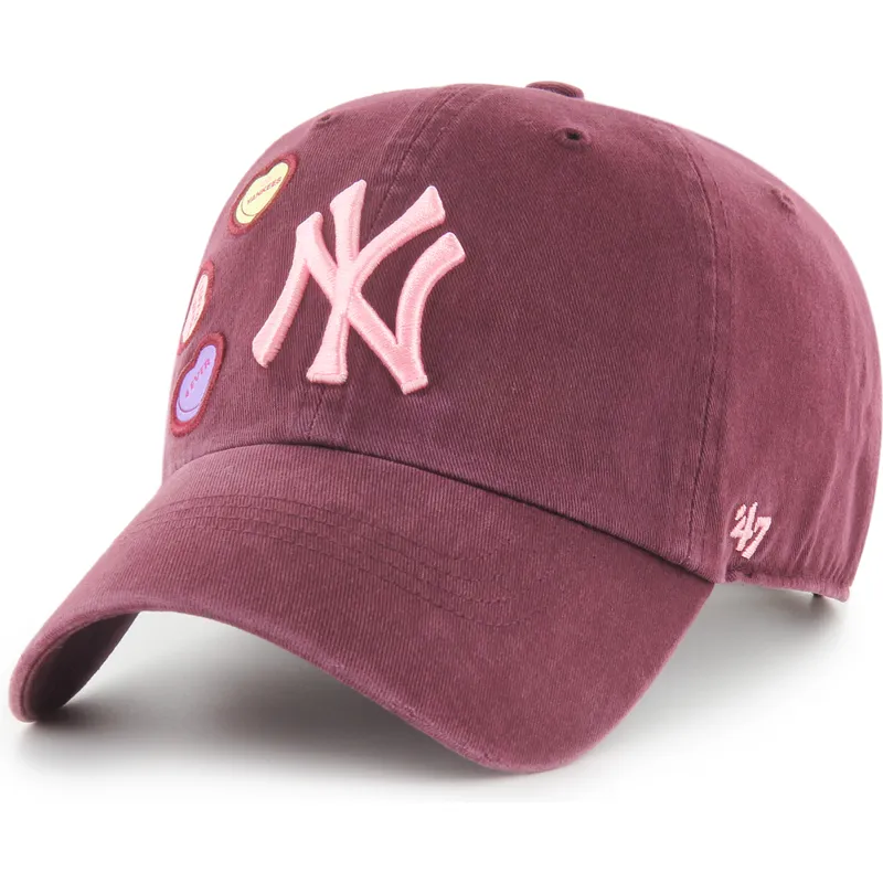 bone-curvo-grena-ajustavel-clean-up-candy-heart-da-new-york-yankees-mlb-da-47-brand