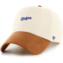 bone-curvo-bege-e-castanho-ajustavel-clean-up-mini-script-suede-visor-da-los-angeles-dodgers-mlb-da-47-brand