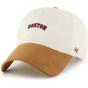 bone-curvo-bege-e-castanho-ajustavel-clean-up-mini-script-suede-visor-da-boston-red-sox-mlb-da-47-brand