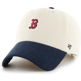 Boné curvo bege e azul marinho ajustável Clean Up Cord Base Runner Two Tone da Boston Red Sox MLB da 47 Brand