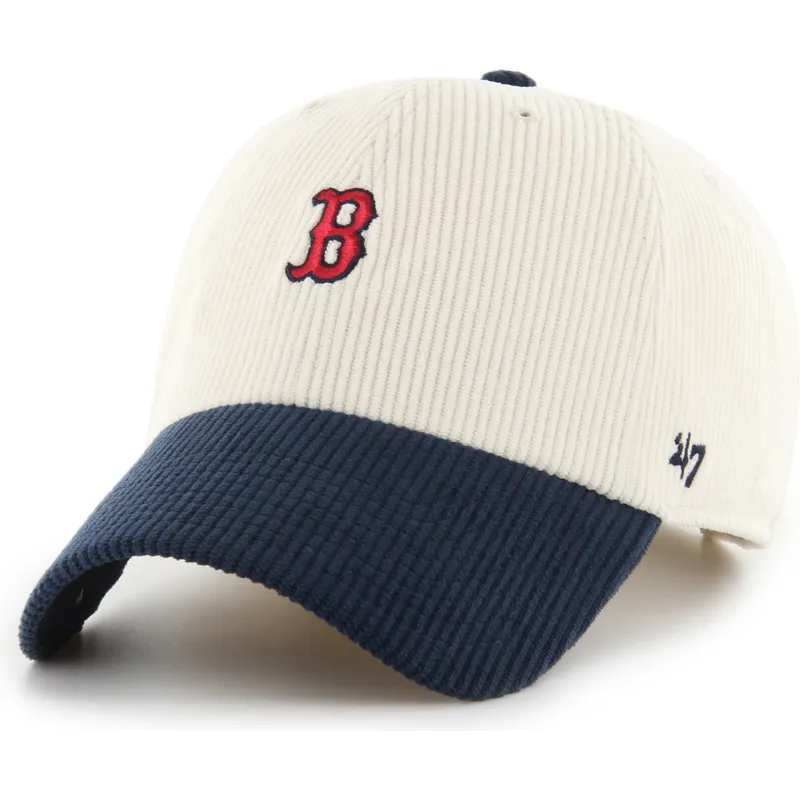 bone-curvo-bege-e-azul-marinho-ajustavel-clean-up-cord-base-runner-two-tone-da-boston-red-sox-mlb-da-47-brand