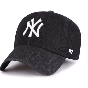 Boné curvo preto ajustável Clean Up Lennon da New York Yankees MLB da 47 Brand