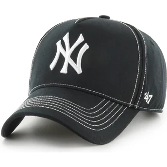 Boné curvo preto ajustável MVP DT Contrast Stitch da New York Yankees MLB da 47 Brand