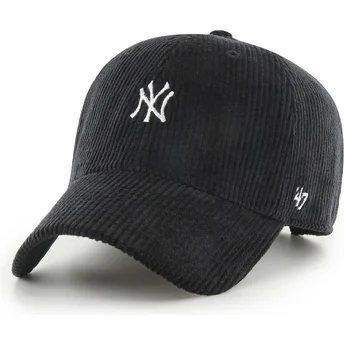 Boné curvo preto ajustável Clean Up Cord Base Runner da New York Yankees MLB da 47 Brand