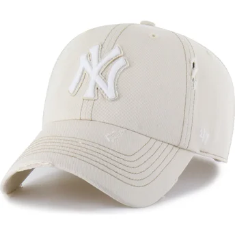 Boné curvo bege ajustável Clean Up Weathered Mojave da New York Yankees MLB da 47 Brand