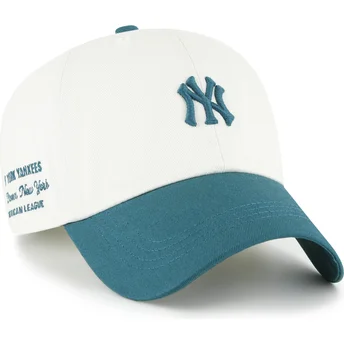 Boné curvo bege e verde ajustável Clean Up Contemporary Two Tone da New York Yankees MLB da 47 Brand