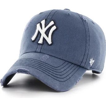 Boné curvo azul marinho ajustável Clean Up Weathered Rusted da New York Yankees MLB da 47 Brand
