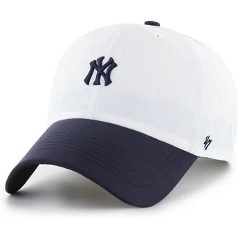 Boné curvo branco e azul marinho ajustável Clean Up Vista Mini Two Tone da New York Yankees MLB da 47 Brand