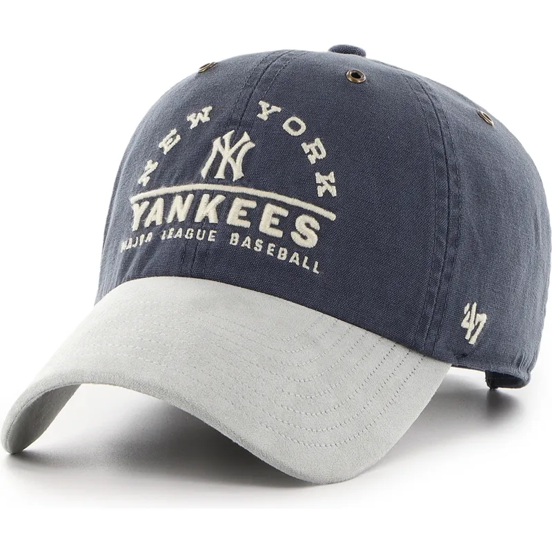 bone-curvo-azul-marinho-e-cinza-ajustavel-clean-up-windham-suede-vintage-da-new-york-yankees-mlb-da-47-brand