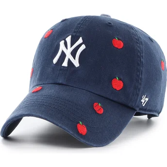 Boné curvo azul marinho ajustável Clean Up Scatter Apple da New York Yankees MLB da 47 Brand