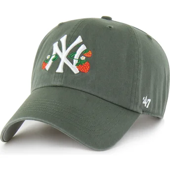 Boné curvo verde ajustável Clean Up Icon Alt Strawberry da New York Yankees MLB da 47 Brand