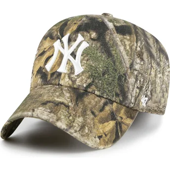 Boné curvo camuflagem ajustável Clean Up Realtree da New York Yankees MLB da 47 Brand