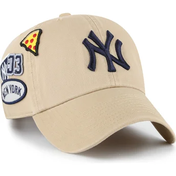Boné curvo khaki ajustável Clean Up Badges da New York Yankees MLB da 47 Brand