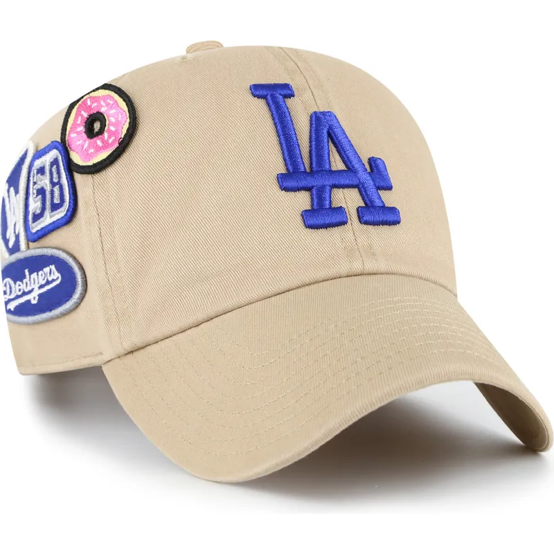 bone-curvo-khaki-ajustavel-clean-up-badges-da-los-angeles-dodgers-mlb-da-47-brand