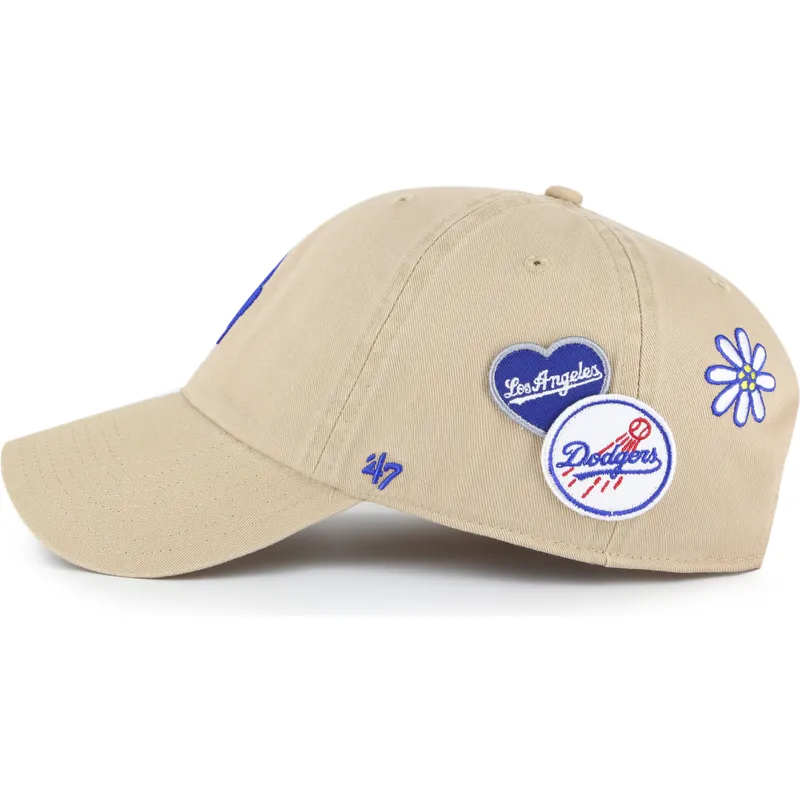 bone-curvo-khaki-ajustavel-clean-up-badges-da-los-angeles-dodgers-mlb-da-47-brand