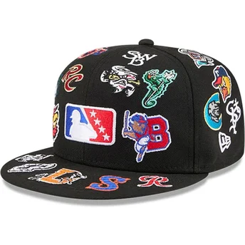 Boné plano preto justo 59FIFTY All Over da MiLB da New Era