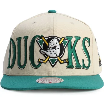Boné plano verde e bege snapback Across The Board da Anaheim Ducks NHL da Mitchell & Ness