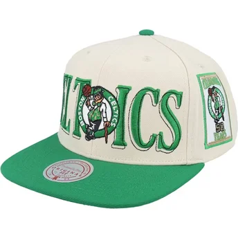 Boné plano verde e bege snapback Across The Board da Boston Celtics NBA da Mitchell & Ness