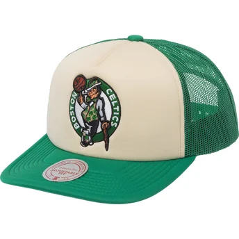 Boné trucker bege e verde Vintage Block da Boston Celtics NBA da Mitchell & Ness