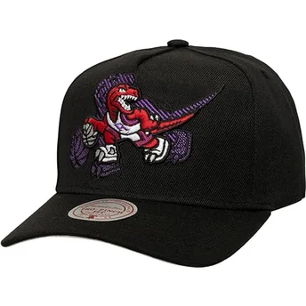 Boné curvo preto snapback Tilted Pro da Toronto Raptors NBA da Mitchell & Ness