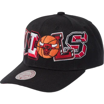 Boné curvo preto snapback Hyper Type Pro da Chicago Bulls NBA da Mitchell & Ness