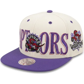 Boné plano violeta e bege snapback Across The Board da Toronto Raptors NBA da Mitchell & Ness