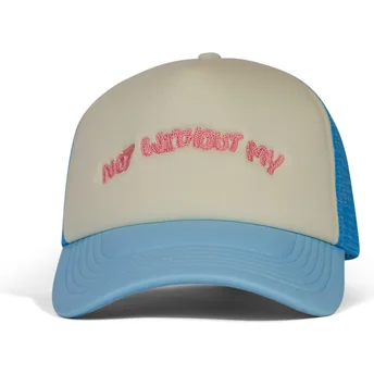 Boné trucker azul e branco Not Without My da Pica Pica
