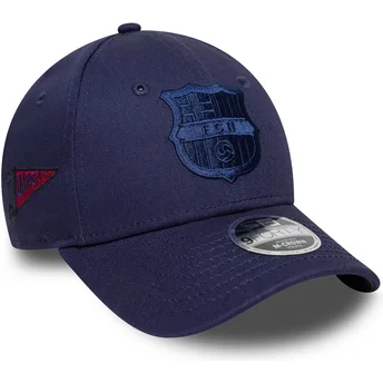 Boné curvo azul marinho snapback para criança 9FORTY M-Crown Graphic da FC Barcelona LALIGA da New Era