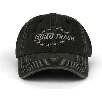 Boné curvo preto ajustável Eurotrash Distressed Washed da Pica Pica