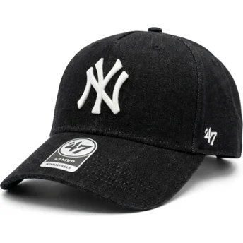 Boné curvo preto snapback MVP DT Denim da New York Yankees MLB da 47 Brand