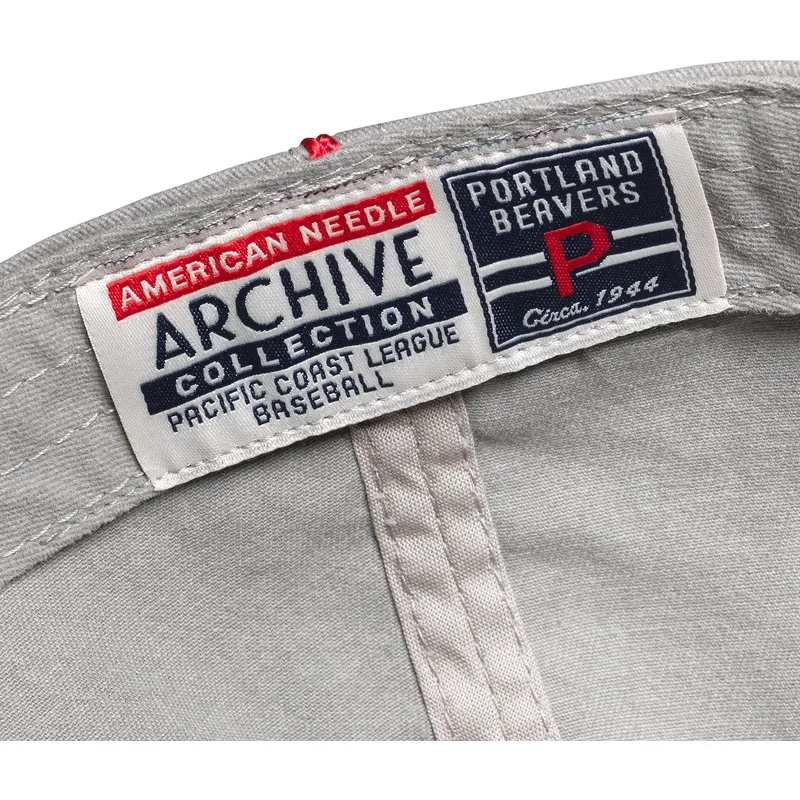 bone-curvo-cinza-ajustavel-archive-da-portland-beavers-milb-da-american-needle