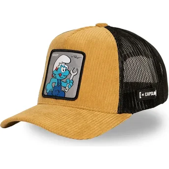 Boné trucker castanho e preto Smurf Gênio SMU HANDY Os Smurfs da Capslab