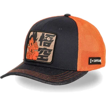 Boné trucker azul e laranja Son Goku Criança DB6 KID Dragon Ball da Capslab