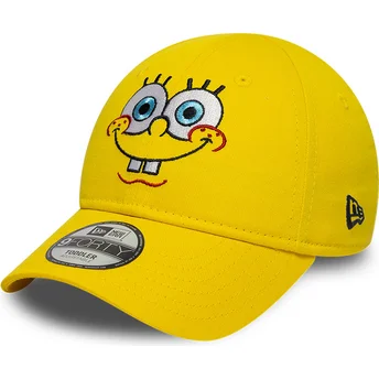 Boné curvo amarelo ajustável para criança 9FORTY Face da SpongeBob SquarePants da New Era