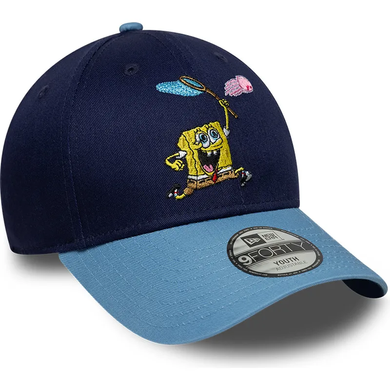 bone-curvo-azul-snapback-para-crianca-9forty-da-spongebob-squarepants-da-new-era