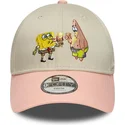 bone-curvo-bege-e-rosa-snapback-para-crianca-9forty-da-spongebob-squarepants-e-patrick-estrela-da-new-era